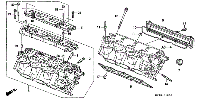 ENGINE/CYLINDER HEAD (RR.) (V6) for 1996 Honda ACCORD SEDAN #1