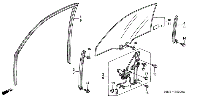 RSX DOOR GLASS - REGULATOR