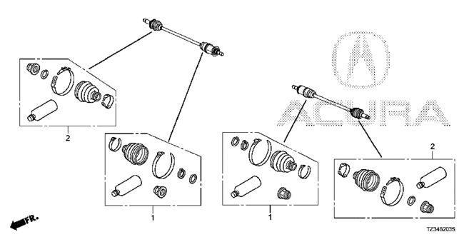 TLX REAR DRIVESHAFT SET SHORT PARTS