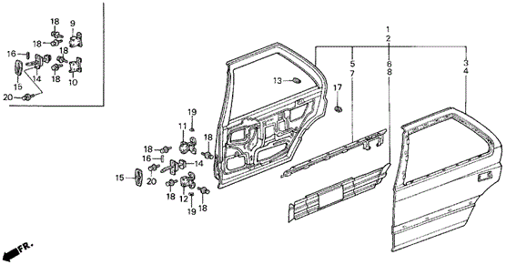 LEGEND SEDAN REAR DOOR PANELS
