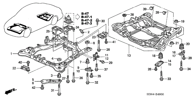 BODY / AIR CONDITIONING/FRONT SUB FRAME - REAR BEAM for 2003 Honda ACCORD COUPE #1