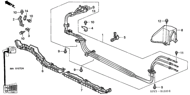 ELECTRICAL / EXHAUST / HEATER / FUEL/IMA MAIN CABLE - STAY for 2002 Honda INSIGHT #1