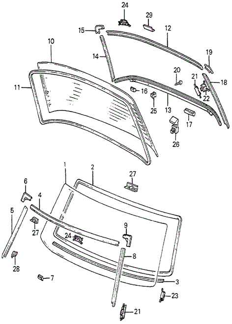 BODY / AIR CONDITIONING/WINDSHIELD - REAR WINDOW for 1985 Honda ACCORD HATCHBACK #1