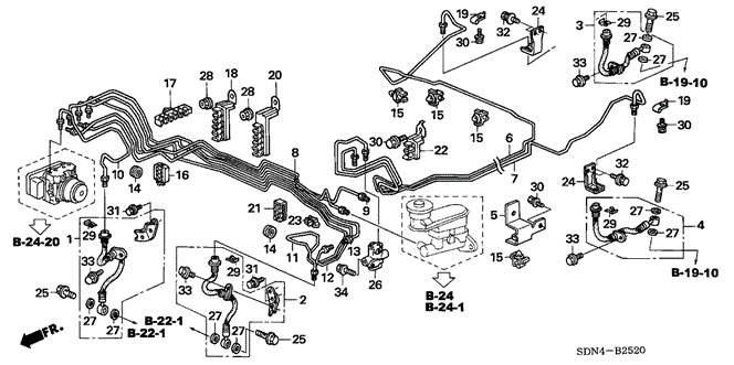 CHASSIS/BRAKE LINES (TCS/VSA) for 2004 Honda ACCORD COUPE #1