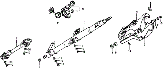 CHASSIS/STEERING COLUMN ('76-'77) for 1976 Honda CIVIC COUPE #1