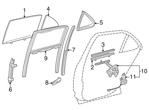 LS430 GLASS - REAR DOOR