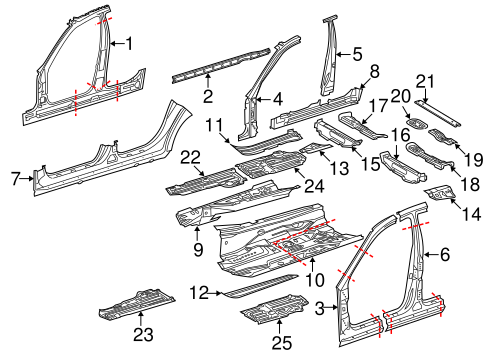E500 CENTER PILLAR & ROCKER