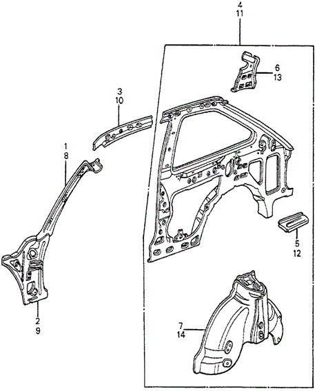 BODY / AIR CONDITIONING/BODY STRUCTURE COMPONENTS (4) 3DR for 1982 Honda ACCORD HATCHBACK #1