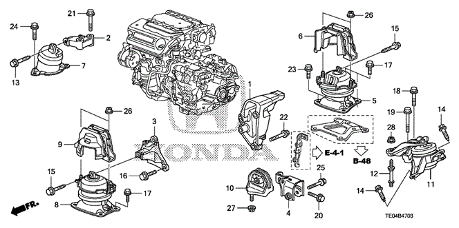 BODY / AIR CONDITIONING/ENGINE MOUNTS (V6) (AT) for 2010 Honda ACCORD COUPE #1