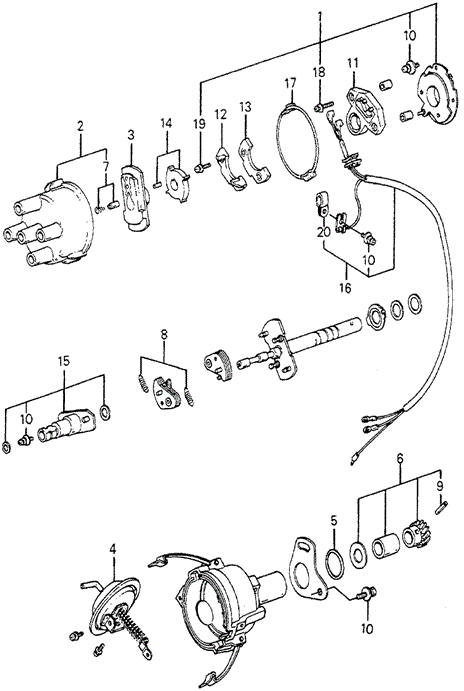 ENGINE/DISTRIBUTOR COMPONENTS (HITACHI) for 1982 Honda ACCORD SEDAN #1
