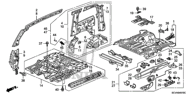 BODY / AIR CONDITIONING/FLOOR - INNER PANEL for 2007 Honda ELEMENT #1