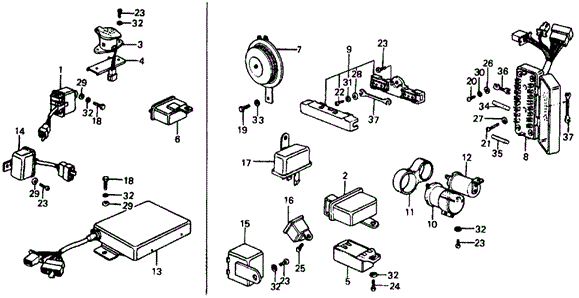 ELECTRICAL / EXHAUST / HEATER / FUEL/FUSE BOX - HORN for 1976 Honda CIVIC COUPE #1