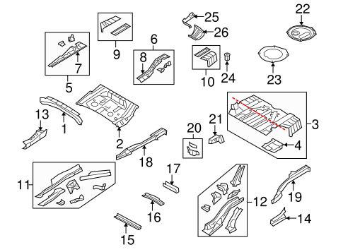 B9 Tribeca REAR FLOOR & RAILS