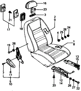 INTERIOR / BUMPER/FRONT SEAT COVER - FRONT SEAT HARDWARE for 1977 Honda CIVIC HATCHBACK #1