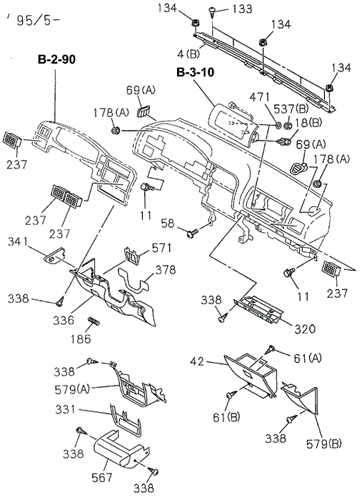 INTERIOR / BUMPER/INSTRUMENT PANEL (4) for 1995 Honda PASSPORT #1