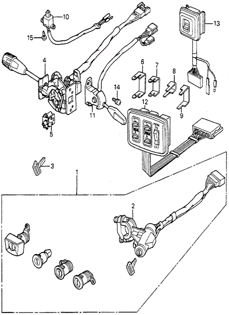 ELECTRICAL / EXHAUST / HEATER / FUEL/STEERING WHEEL SWITCH - LOCK SET for 1980 Honda ACCORD HATCHBACK #1