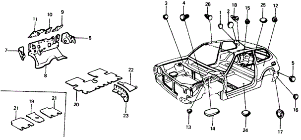 INTERIOR / BUMPER/INSULATOR for 1977 Honda CIVIC HATCHBACK #1