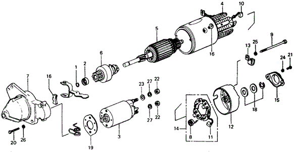 ENGINE/STARTER MOTOR COMPONENTS (HITACHI) ('77) (KL) for 1977 Honda CIVIC COUPE #1