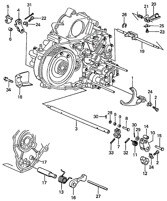 TRANSMISSION - HONDAMATIC/AT SHIFT LEVER SHAFT - THROTTLE SHAFT for 1982 Honda CIVIC SEDAN #1