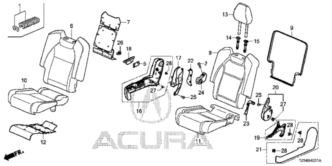 INTERIOR / BUMPER/MIDDLE SEAT (R.) for 2014 Acura MDX #1