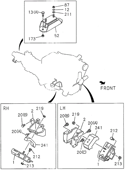 BODY / AIR CONDITIONING/ENGINE MOUNT (2) (DX) for 1996 Honda PASSPORT #1