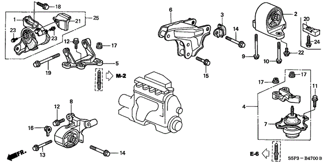 BODY / AIR CONDITIONING/ENGINE MOUNTS (MT) for 2004 Honda CIVIC COUPE #1