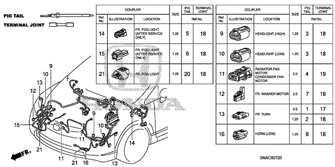 ELECTRICAL / EXHAUST / HEATER / FUEL/ELECTRICAL CONNECTORS (FR.) for 2011 Honda CIVIC SEDAN #1