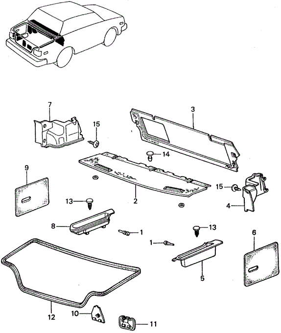 INTERIOR / BUMPER/REAR TRAY - TRUNK SIDE TRAY for 1982 Honda CIVIC SEDAN #1