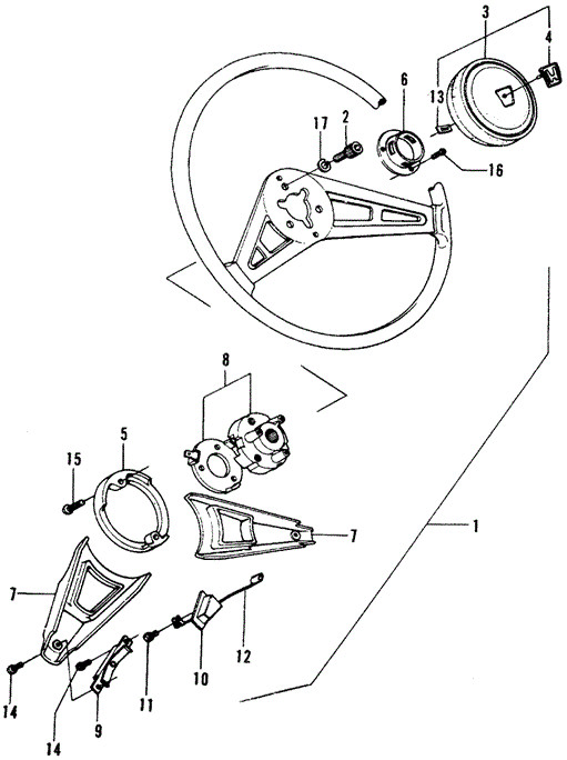 CHASSIS/STEERING WHEEL for 1975 Honda CIVIC 1200 HATCHBACK #1