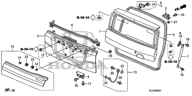 BODY / AIR CONDITIONING/TAILGATE (2) for 2010 Honda ELEMENT #1