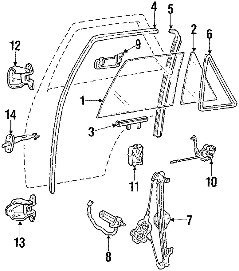 Galant GLASS - REAR DOOR