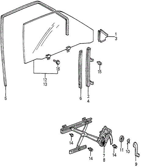 BODY / AIR CONDITIONING/DOOR WINDOW 3DR for 1983 Honda ACCORD HATCHBACK #1