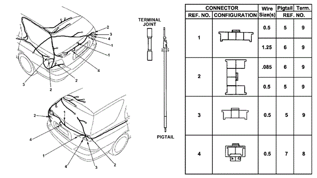 ELECTRICAL / EXHAUST / HEATER / FUEL/ELECTRICAL CONNECTORS (RR.) for 1996 Honda ACCORD 5-DOOR #1