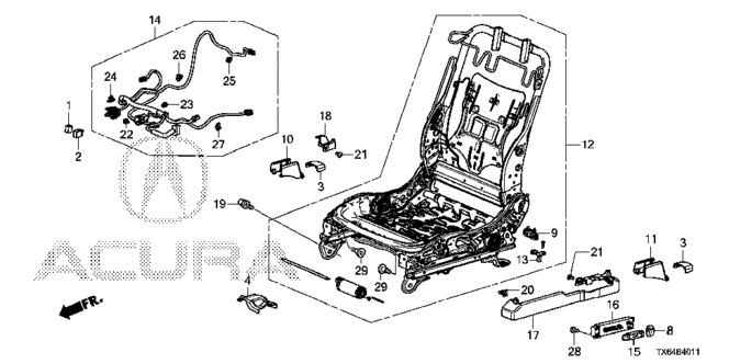 ILX FRONT SEAT COMPONENTS (L.) (POWER SEAT)