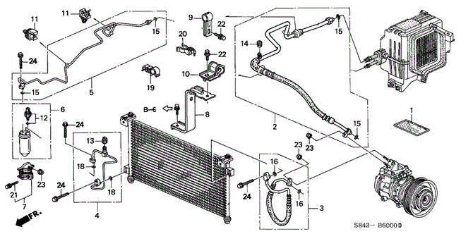 BODY / AIR CONDITIONING/A/C HOSES - PIPES (1) for 2001 Honda ACCORD SEDAN #1