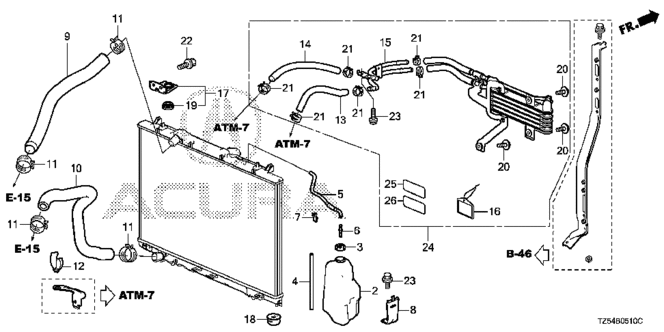 ELECTRICAL / EXHAUST / HEATER / FUEL/RADIATOR HOSE - RESERVE TANK for 2014 Acura MDX #1