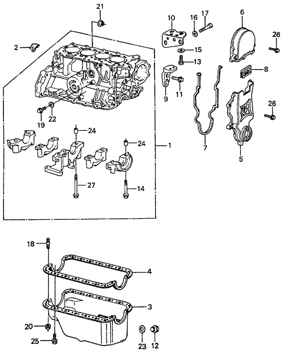 ENGINE/CYLINDER BLOCK - OIL PAN for 1982 Honda CIVIC SEDAN #1