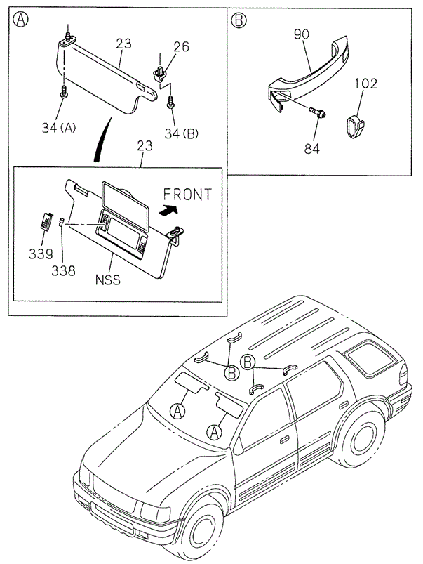 INTERIOR / BUMPER/SUNVISOR - ASSIST GRIP for 2002 Honda PASSPORT #1