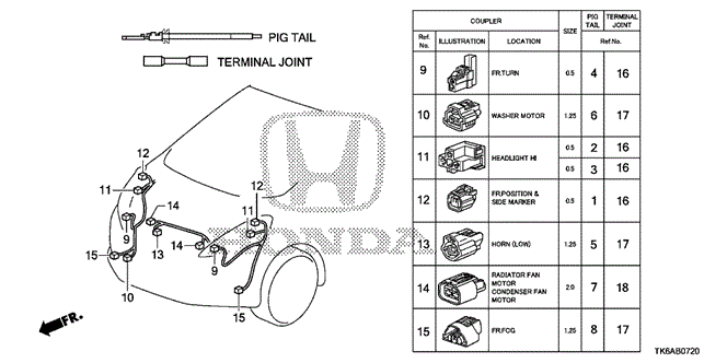 ELECTRICAL / EXHAUST / HEATER / FUEL/ELECTRICAL CONNECTORS (FR.) for 2013 Honda FIT #1