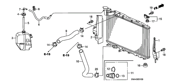 CIVIC SEDAN RADIATOR HOSE - RESERVE TANK (1.8L)