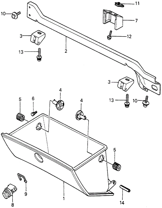1982 Honda CIVIC HATCHBACK STAY, GLOVE BOX HINGE - (66405693000) 1982 Honda CIVIC HATCHBACK STAY, GLOVE BOX HINGE - (66405693000)