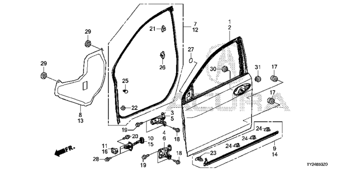 BODY / AIR CONDITIONING/FRONT DOOR PANELS for 2014 Acura RLX #1