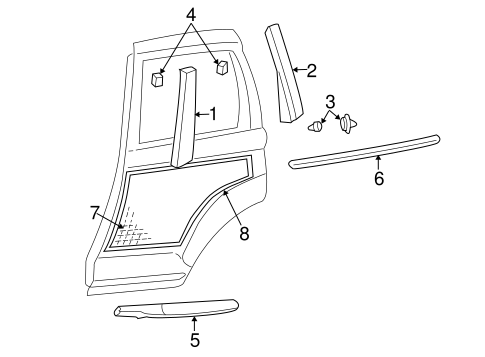 PT Cruiser EXTERIOR TRIM - REAR DOOR