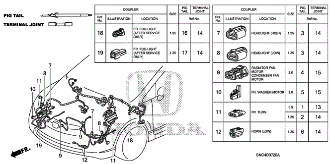 ELECTRICAL / EXHAUST / HEATER / FUEL/ELECTRICAL CONNECTORS (FR.) for 2010 Honda CIVIC HYBRID #1