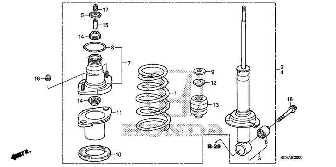 CHASSIS/REAR SHOCK ABSORBER for 2008 Honda ELEMENT #1