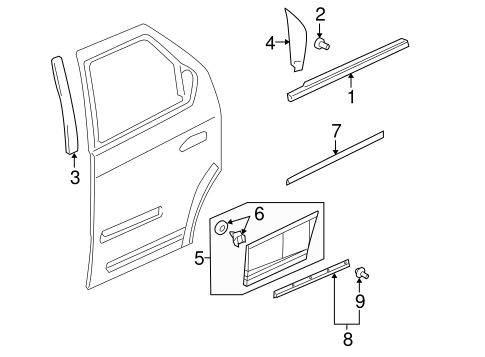 Rendezvous EXTERIOR TRIM - REAR DOOR