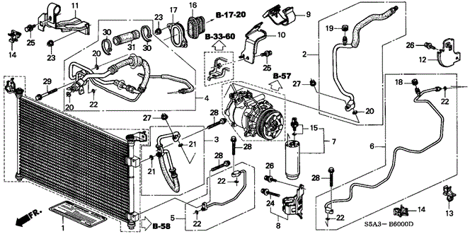 BODY / AIR CONDITIONING/A/C HOSES - PIPES for 2003 Honda CIVIC SEDAN #1