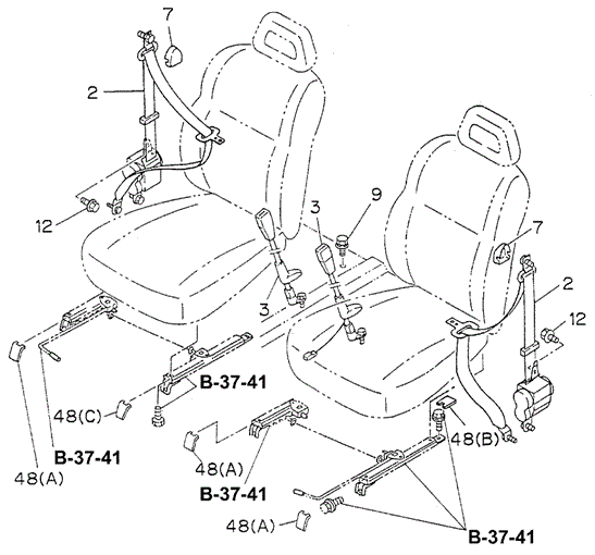 INTERIOR / BUMPER/FRONT SEAT BELT (BUCKET SEAT) for 1995 Honda PASSPORT #1