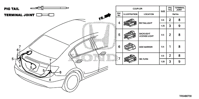 ELECTRICAL / EXHAUST / HEATER / FUEL/ELECTRICAL CONNECTORS (RR.) (1) for 2012 Honda CIVIC NGV #1