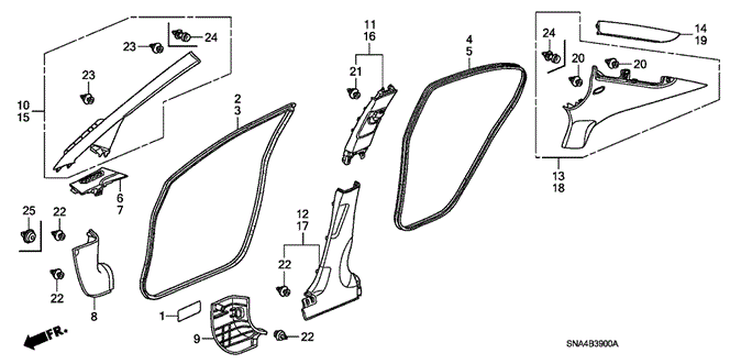 INTERIOR / BUMPER/PILLAR GARNISH for 2006 Honda CIVIC SEDAN #1